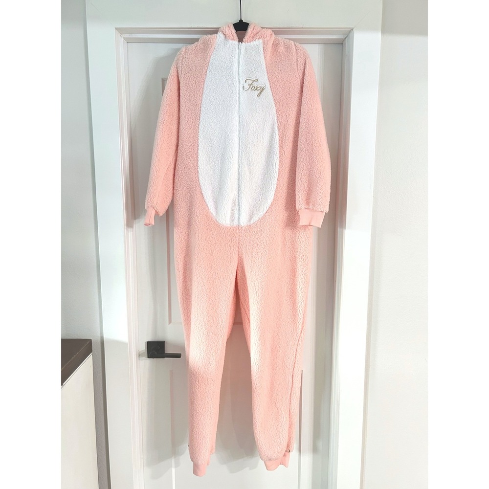 Pink Fox Fleece Union Suit Pajamas Foxy Large 12-14 Way to Celebrate Halloween